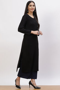 Black Acrylic Straight Kurta image number 3