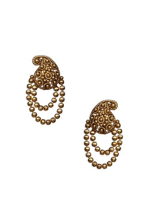 Golden Metal Brass Earrings image number 1
