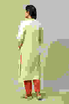 White Acrylic Straight Solid Kurta image number 3