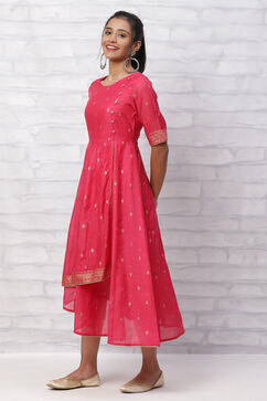Pink Polyester Chanderi Kalidar Dress image number 2
