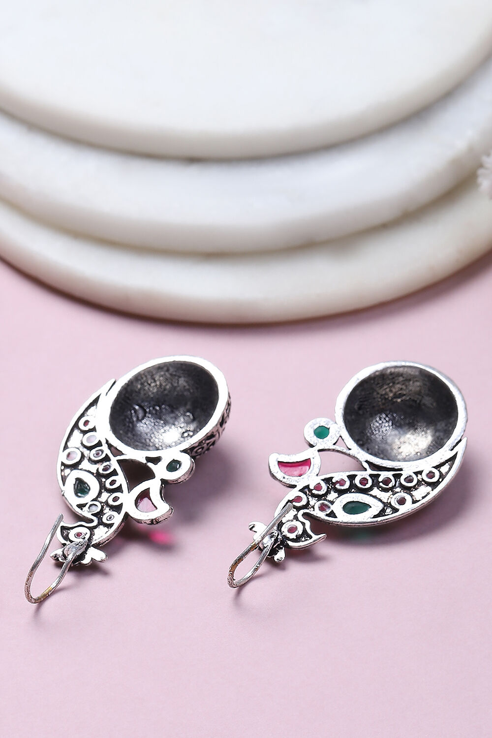 Pink-Green Alloy Drop & Danglers image number 2