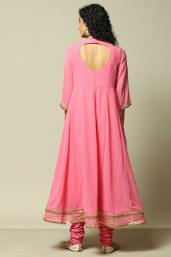 Pink Polyester Kalidar Printed Kurta Legging Suit Set image number 5
