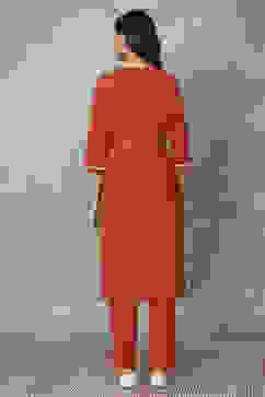 Brown Cotton Straight Suit Sets image number 4