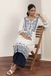 White Viscose Rayon Straight Kurta Pants Set image number 0