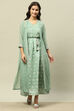Green Viscose Blend Printed Dress image number 0