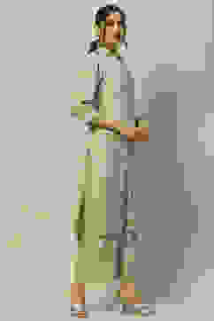 Green Rayon Straight Suit Set image number 5