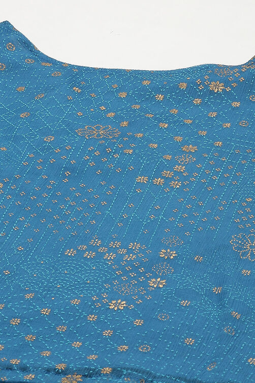Petrol Blue Art Silk Co-Ord Set image number 1