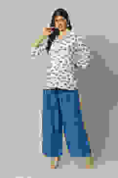 Blue LIVA Straight Printed Palazzo image number 0