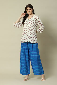 Blue LIVA Straight Printed Palazzo image number 0