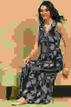 Indigo Blue Viscose Blend Printed Crop Top & Blouse Top Palazzo Set image number 0