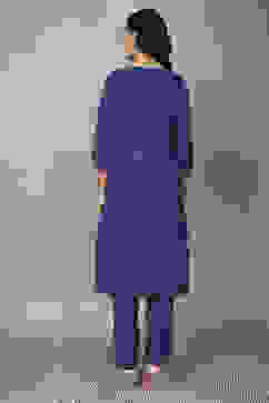 Blue Cotton Straight Suit Sets image number 4