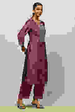 Purple Poly Georgette Straight Printed Kurta Palazzo Suit Set image number 5