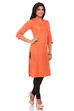 Orange Cotton Straight Kurta image number 2