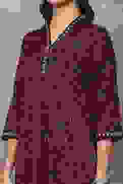 Red Viscose Polyester A-line & Kalidar Kurtas image number 1