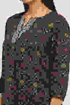 Blue Viscose Blend Printed Straight Top image number 1