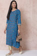 Petrol Blue LIVA A Line Kurta image number 0