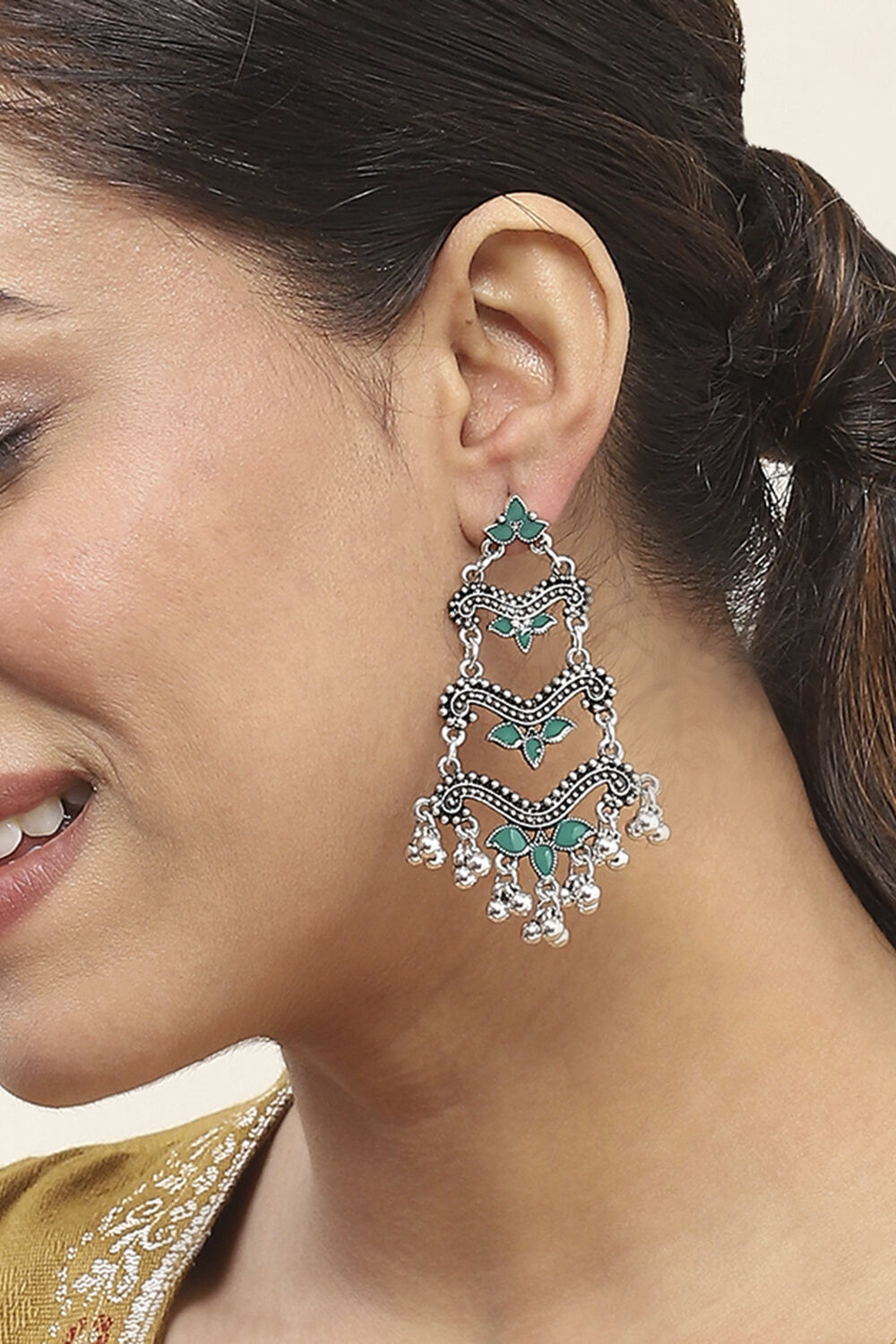 Green Oxidize Alloy Danglers image number 1