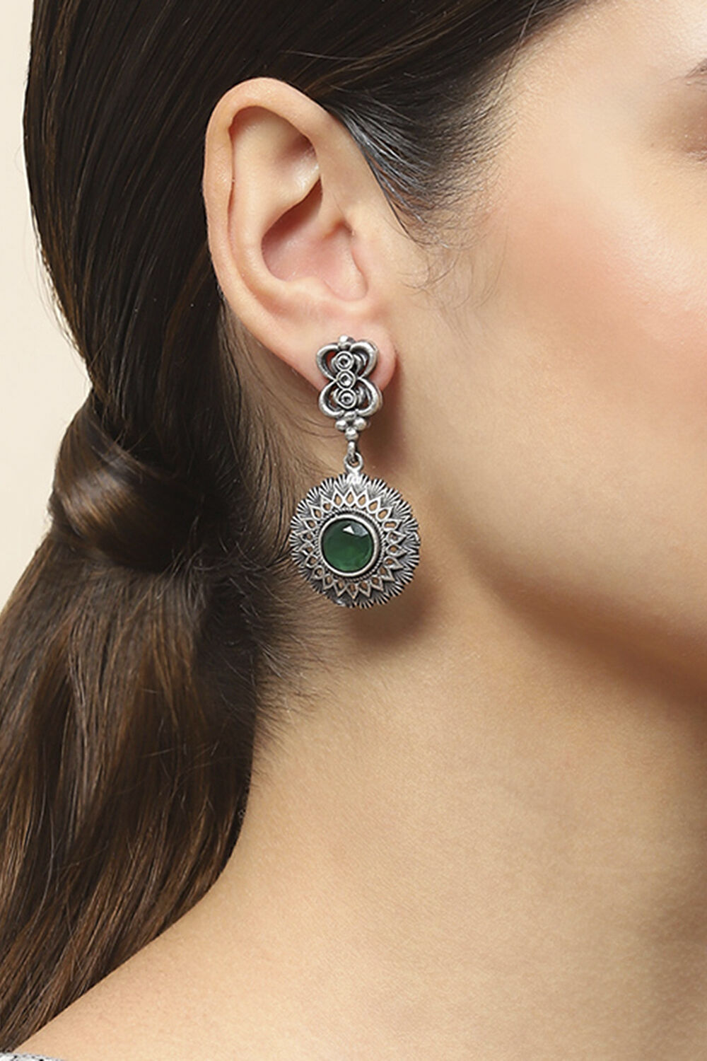 Apple Green Oxidised Alloy Earrings image number 1