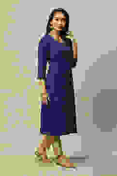 Blue LIVA Straight Printed Kurta image number 4