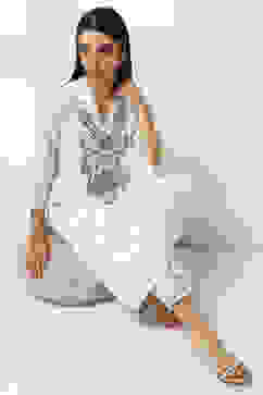 Off-White Cotton Blend Straight Kurta image number 0