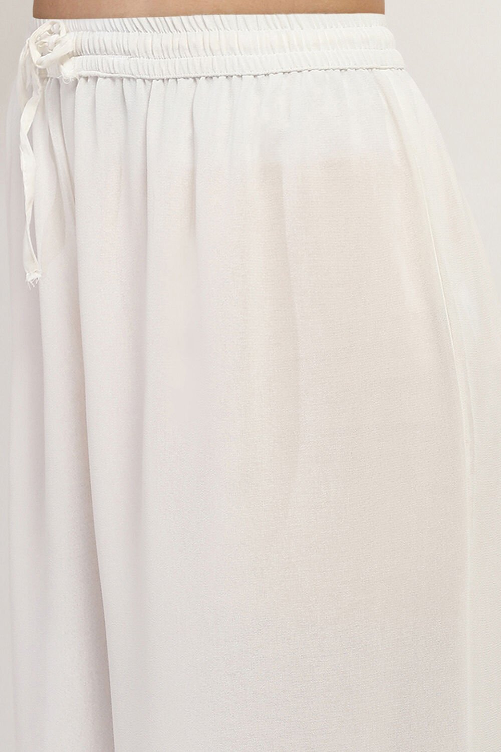 White Solid Straight Palazzos image number 1