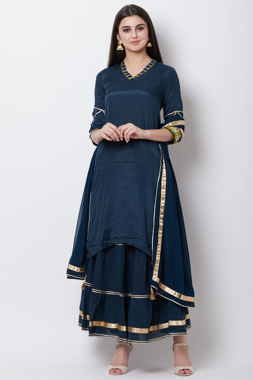 Peach Viscose Cotton Straight Suit Set image number 0