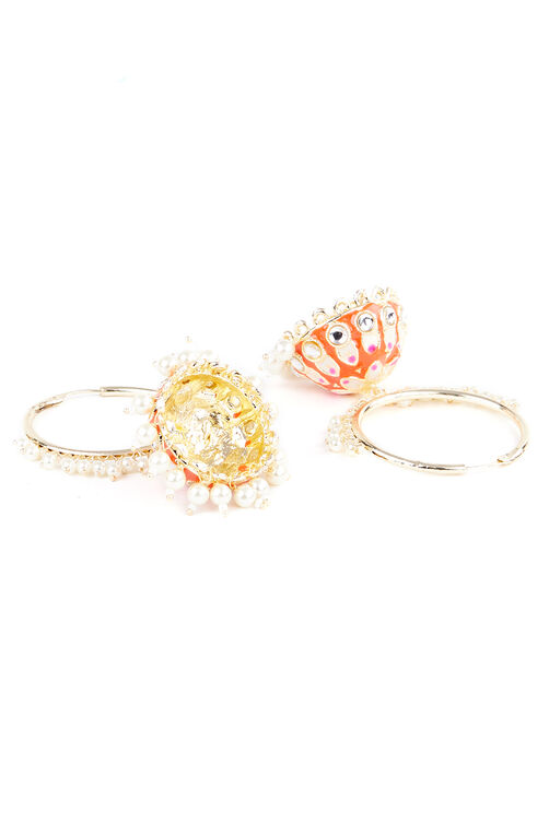 Red Metal Brass Earrings image number 3