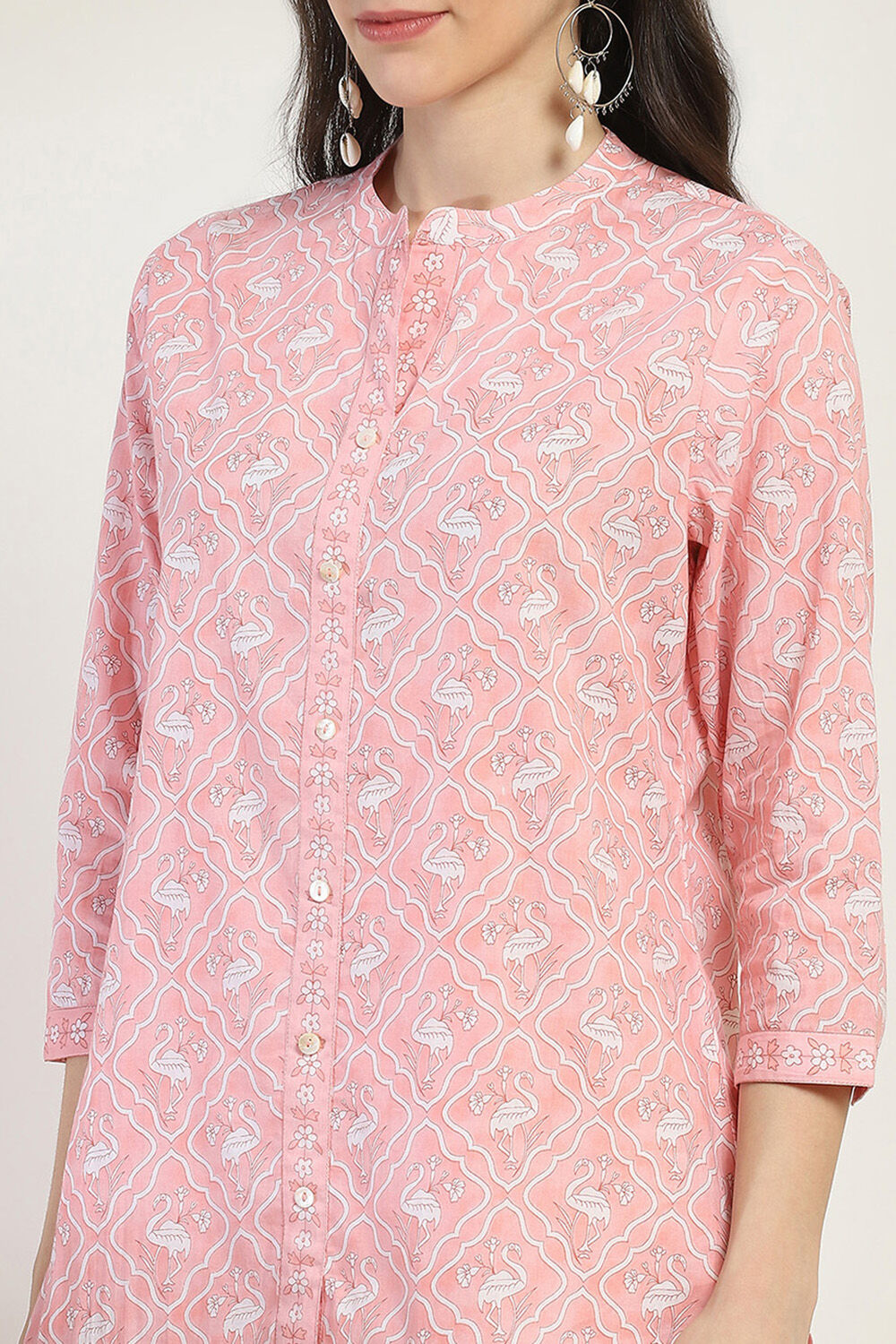 Coral Cotton Straight Kurti image number 1