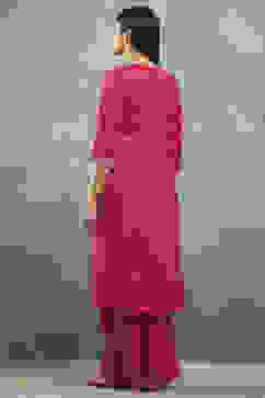 Purple Viscose Straight Kurta Pants Set image number 4