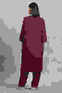 Purple Viscose Rayon Printed A-Line Co-ord Set image number 4