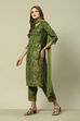 Green LIVA Chiffon Straight Printed Kurta Palazzo Suit Set image number 1