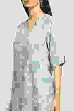 Blue Printed Straight Kurta image number 1