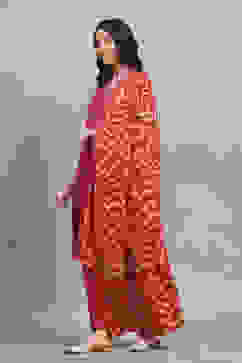 Red Viscose Straight Set image number 3