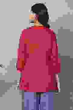 Red Rayon Straight Tops image number 3