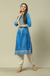 Blue LIVA Straight Printed Kurta image number 0