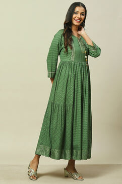 Sage Green LIVA Tiered Dress image number 3