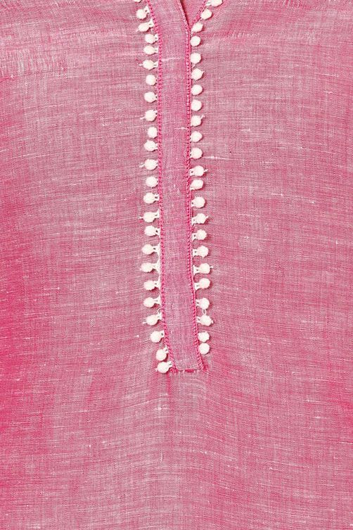 Pink Straight Poly Cotton Kurta image number 1