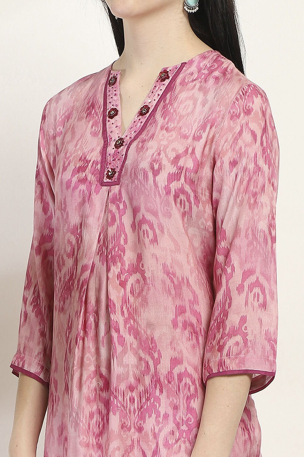 Pink Printed Straight Co-ord Set image number 1