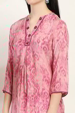 Pink Printed Straight Co-ord Set image number 1