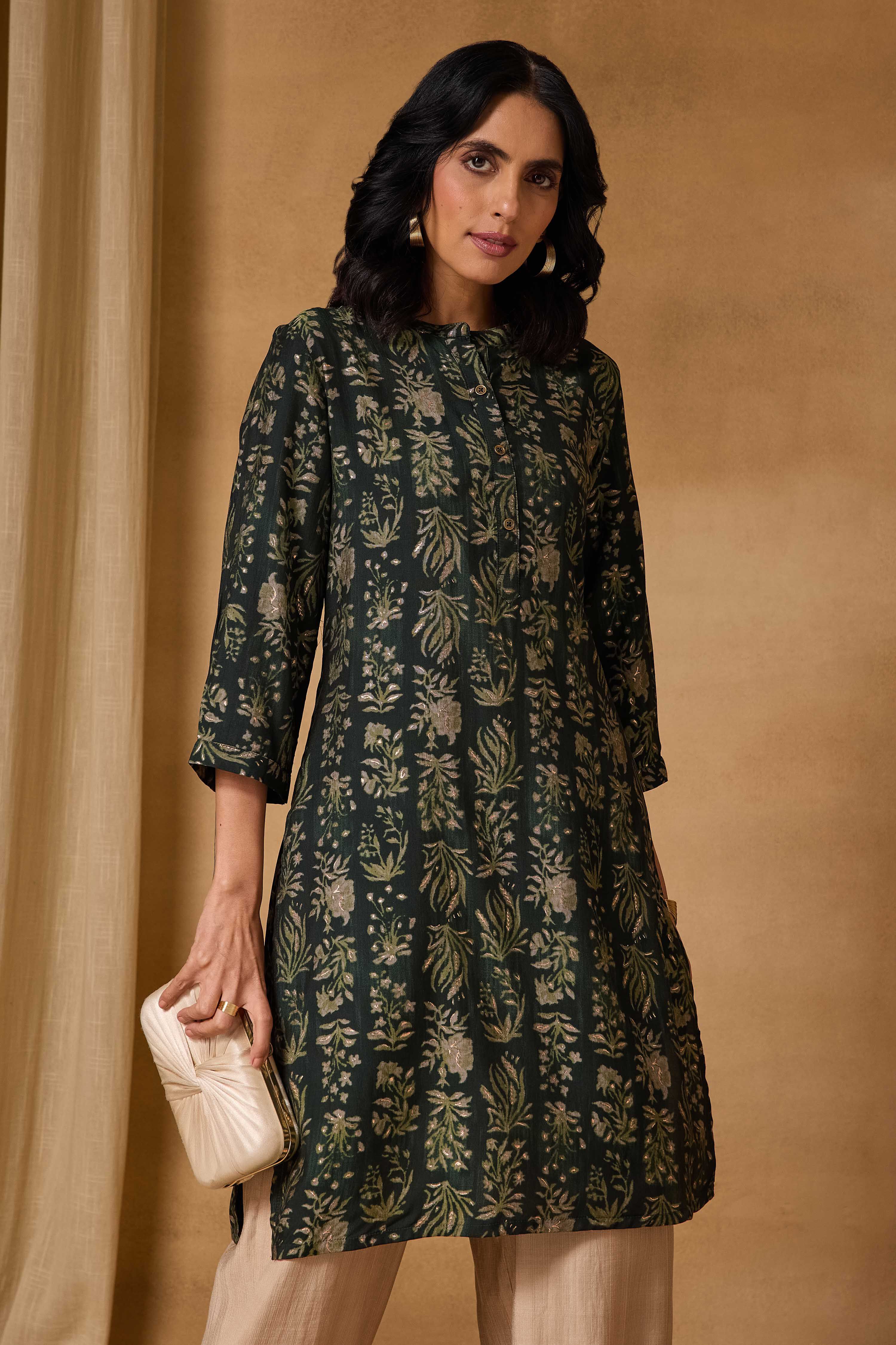 Green Viscose Blend Straight Printed Kurta image number 7