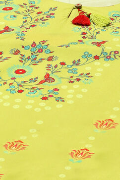 Lime Yellow LIVA Straight Printed Kurta image number 1