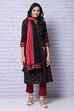 Black And Red Cotton Dupatta image number 0
