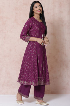 Purple LIVA Kalidar Kurta image number 2