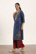 Blue Viscose Rayon Straight Kurta Pants Set image number 3