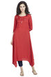 Red A Line Viscose Kurta image number 0