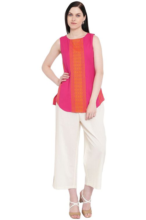 Pink Cotton Straight Top image number 5