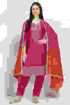 Pink Viscose Blend Straight Set image number 0