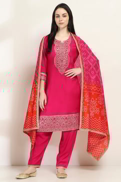 Pink Viscose Blend Straight Set image number 0