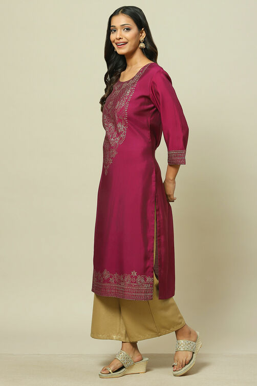 Purple LIVA Straight Kurta image number 2