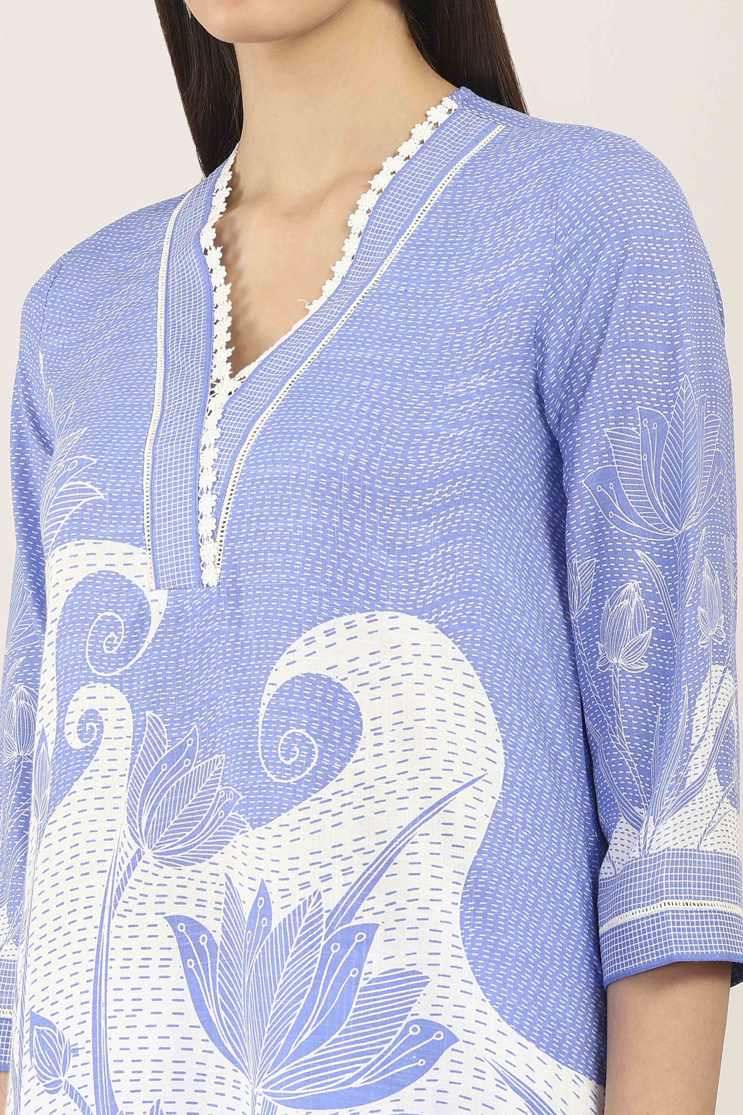 Blue Rayon A-line & Kalidar Kurtas image number 1